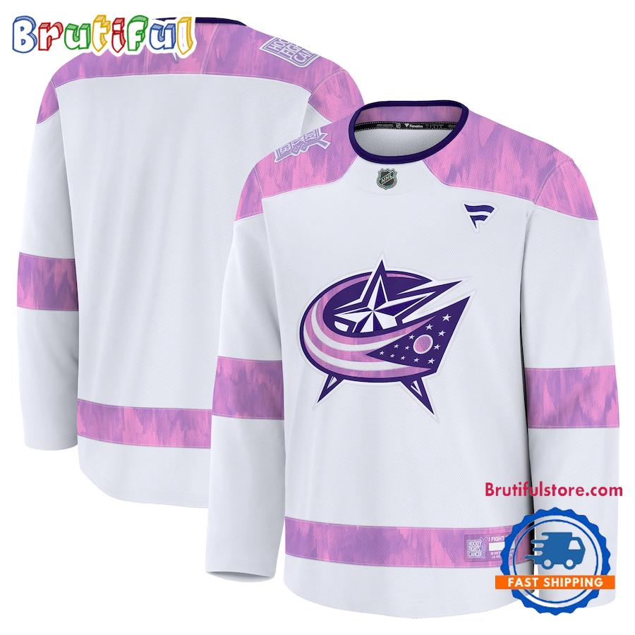 NHL Columbus Blue Jackets 2024 Hockey Fights Cancer Practice Jersey Shirt