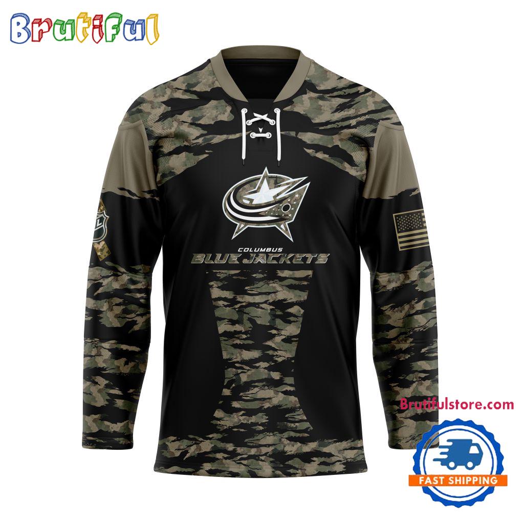NHL Columbus Blue Jackets Custom Honoring Veterans Camo Hockey Jersey