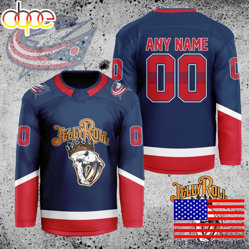 NHL Columbus Blue Jackets Jelly Roll Custom Hockey Jersey