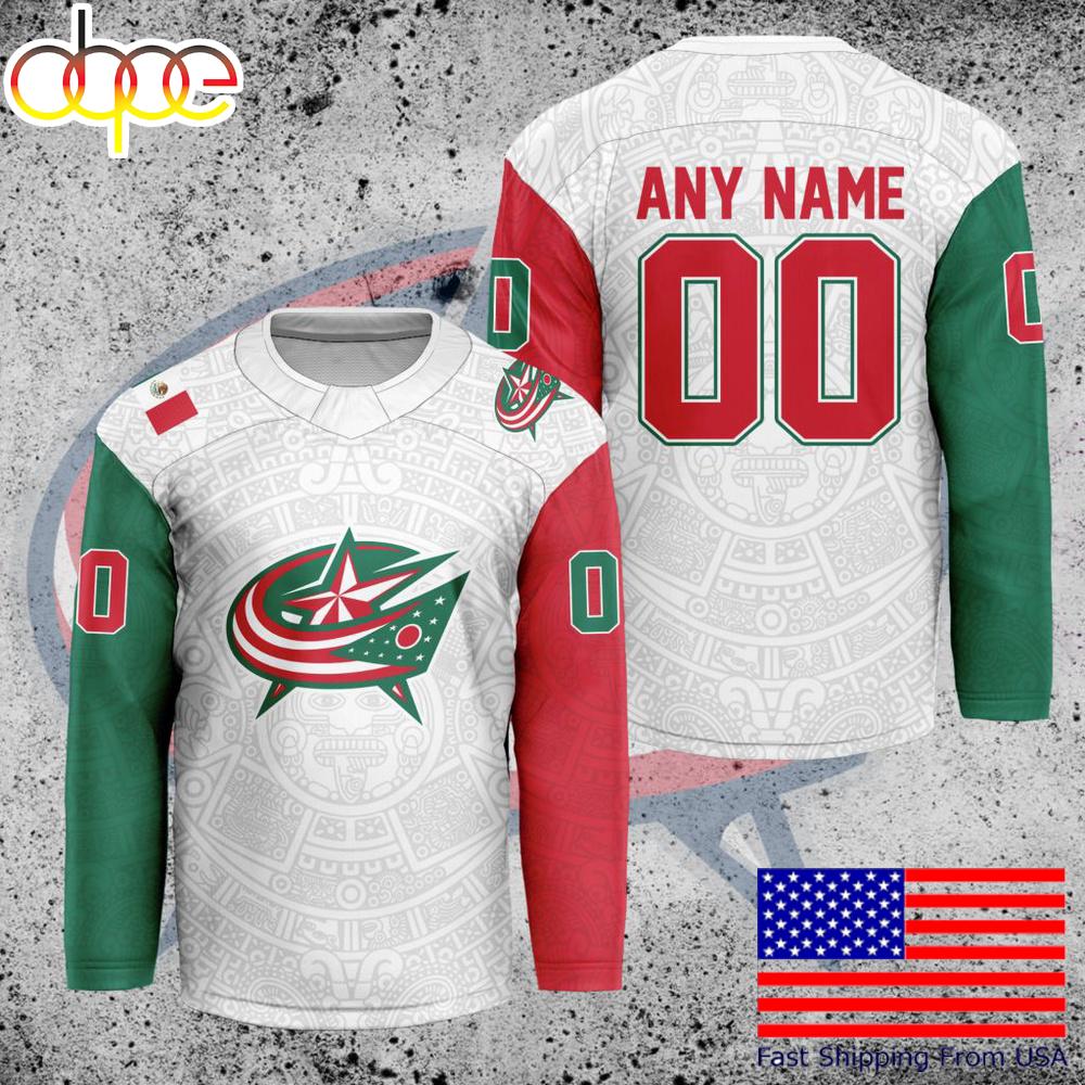 NHL Columbus Blue Jackets Mexican Heritage Custom Hockey Jersey