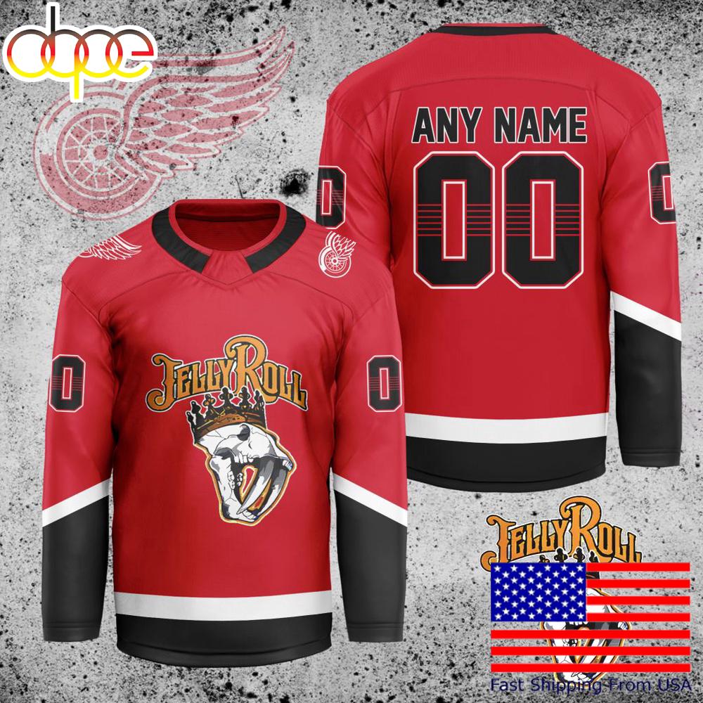 NHL Detroit Red Wings Jelly Roll Custom Hockey Jersey