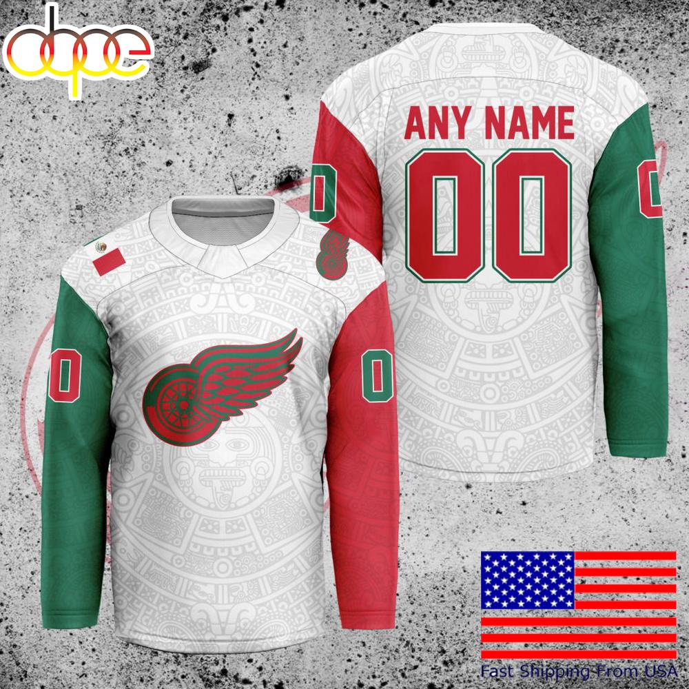 NHL Detroit Red Wings Mexican Heritage Custom Hockey Jersey