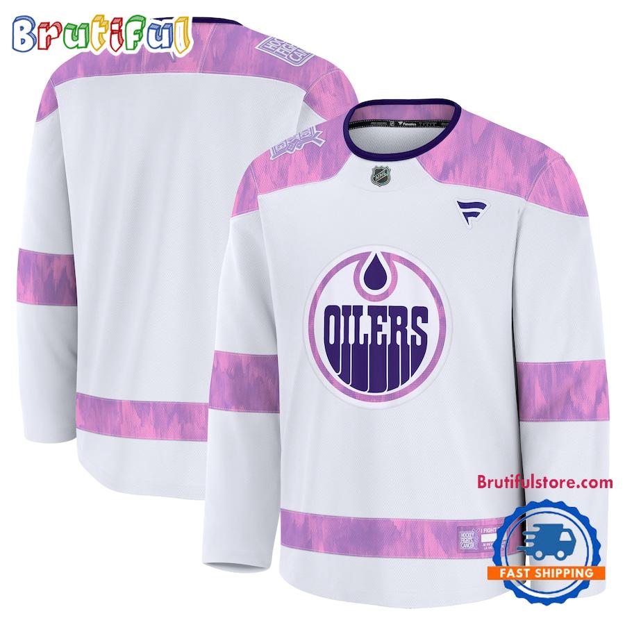 NHL Edmonton Oilers 2024 Hockey Fights Cancer Practice Jersey Shirt