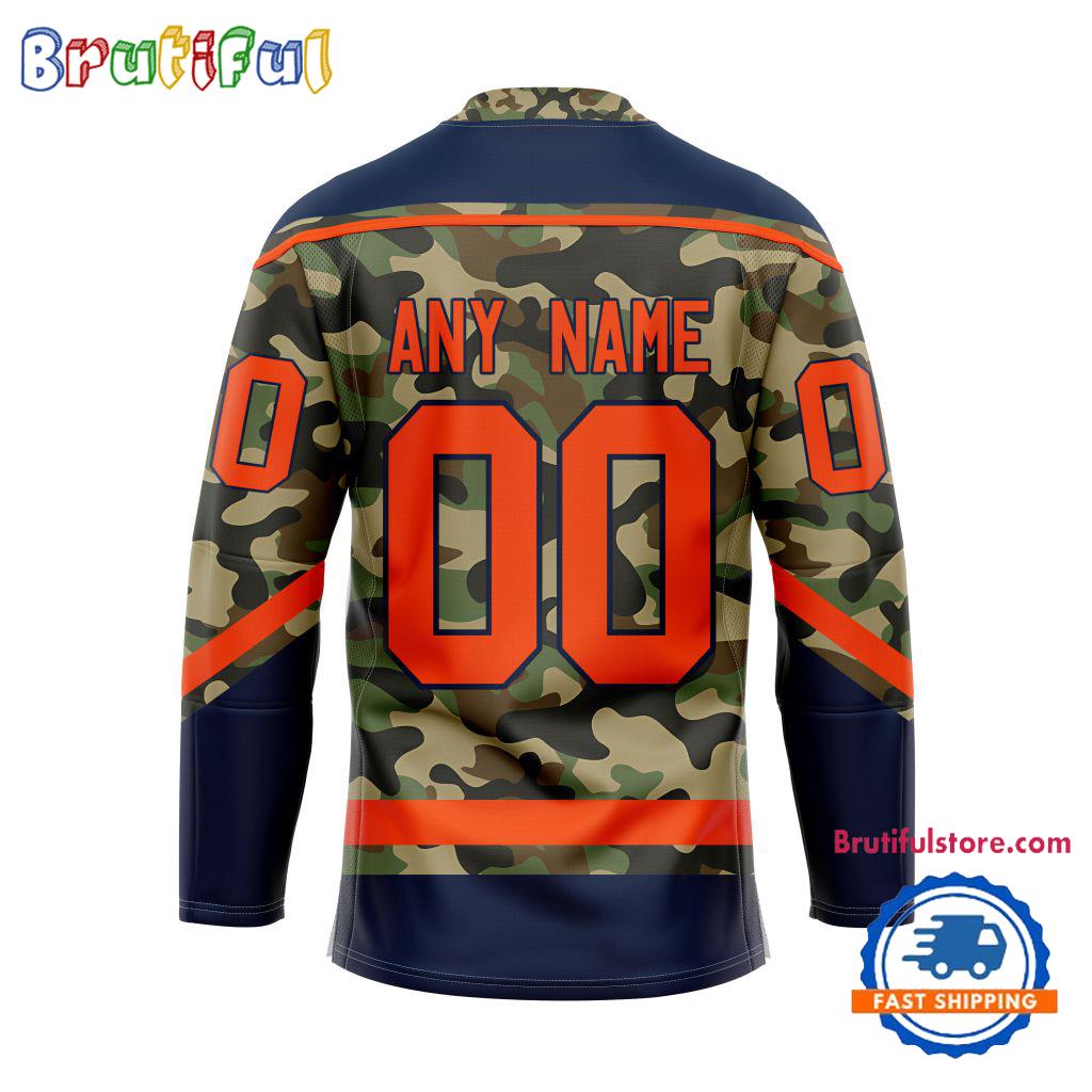 NHL Edmonton Oilers Camo Veterans Custom Hockey Jersey