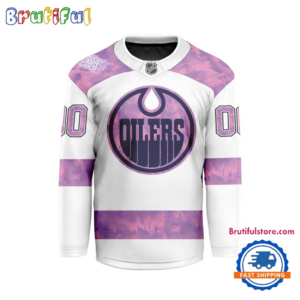 NHL Edmonton Oilers Personalized Hockey Fights Cancer Design Jersey