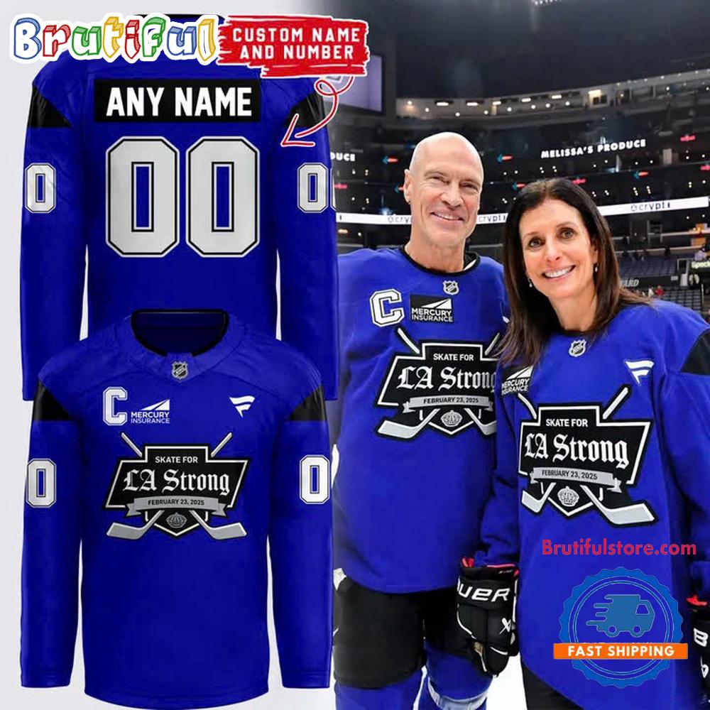 NHL Los Angeles Kings Special LA Strong 2025 Blue Hockey Jersey