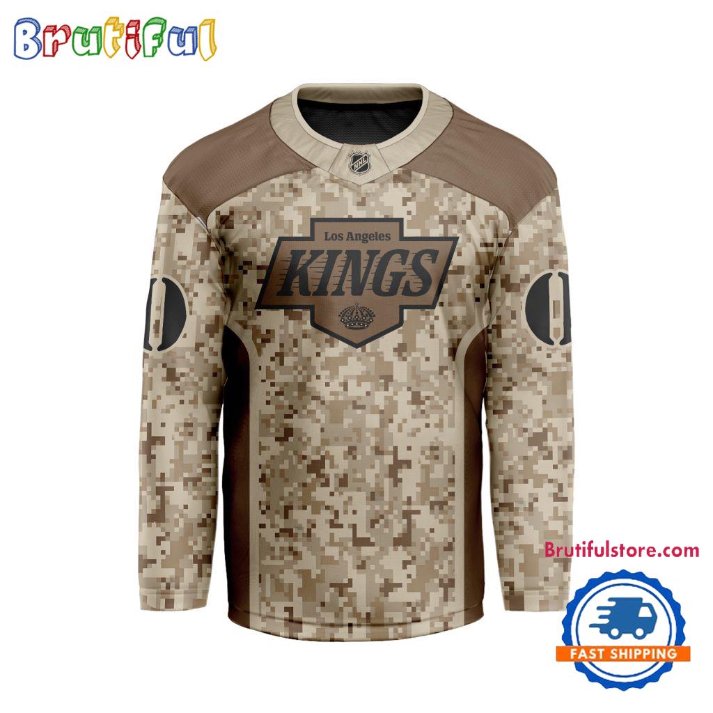 NHL Los Angeles Kings Special Veterans Military Desert Camouflage Design Hockey Jersey