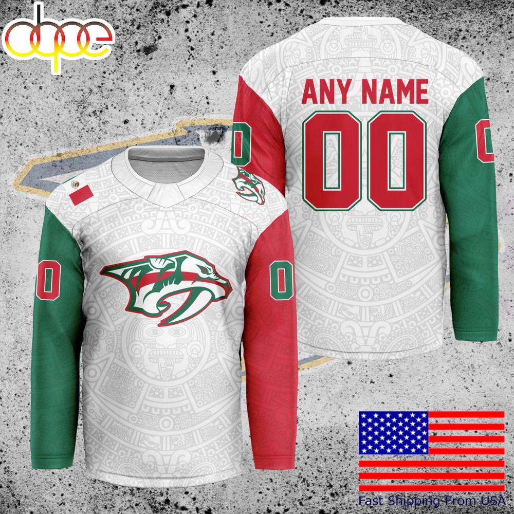 NHL Nashville Predators Mexican Heritage Custom Hockey Jersey