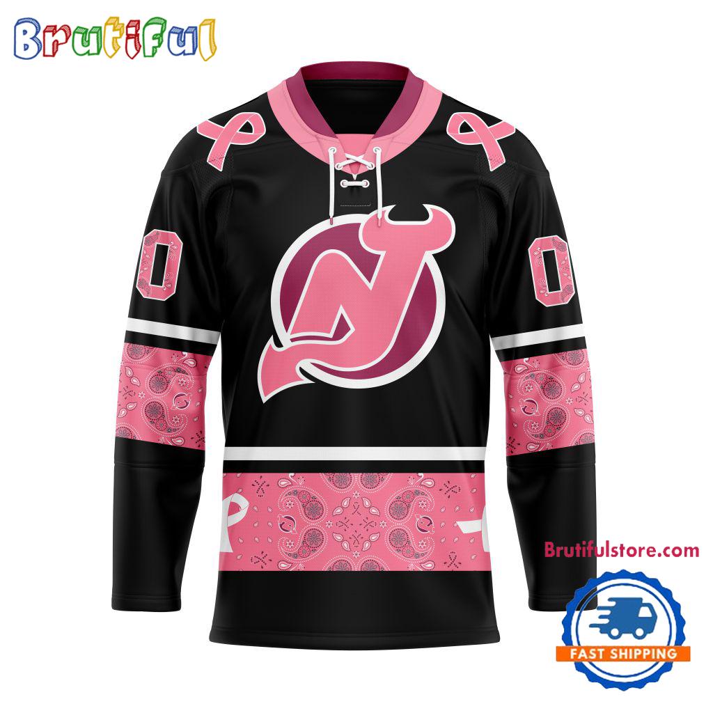 NHL New Jersey Devils In October We Wear Pink Breast Cancer Design Hockey Jersey