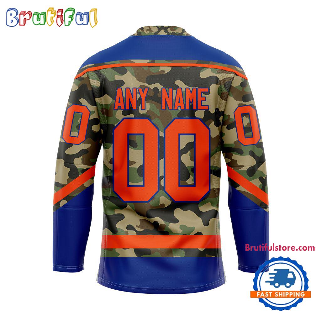 NHL New York Islanders Camo Veterans Custom Hockey Jersey