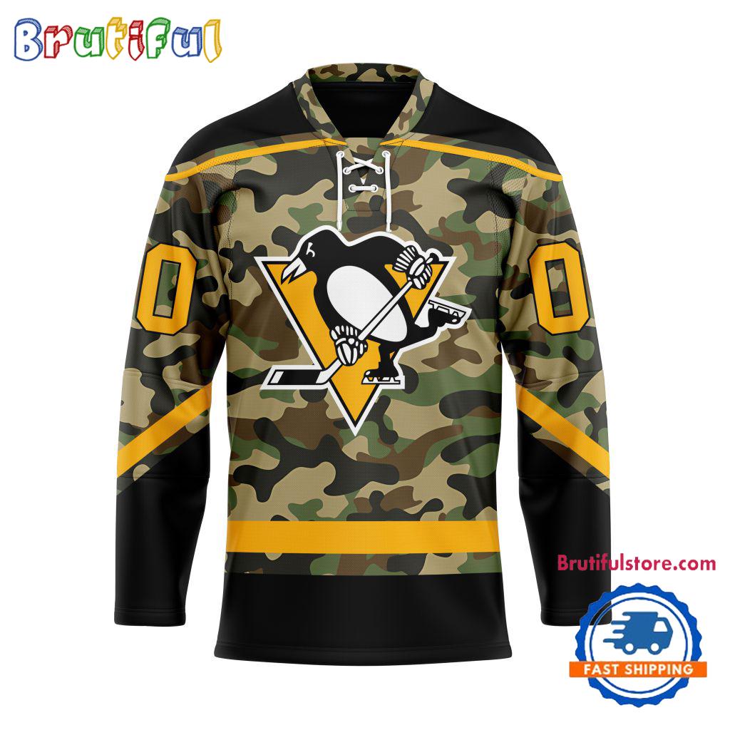 NHL Pittsburgh Penguins Camo Veterans Custom Hockey Jersey