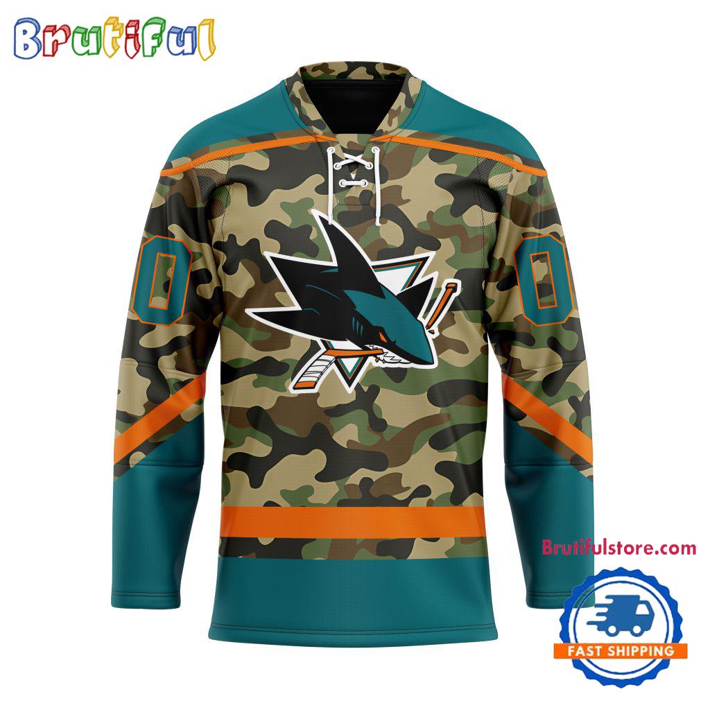 NHL San Jose Sharks Camo Veterans Custom Hockey Jersey