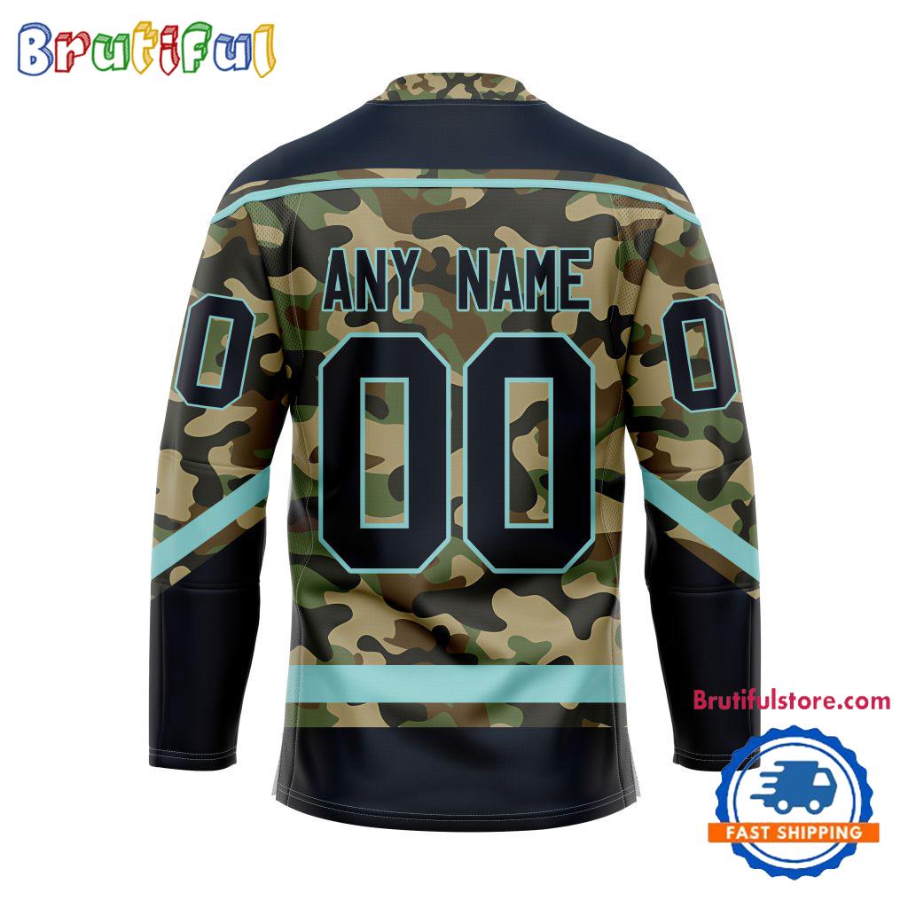 NHL Seattle Kraken Camo Veterans Custom Hockey Jersey