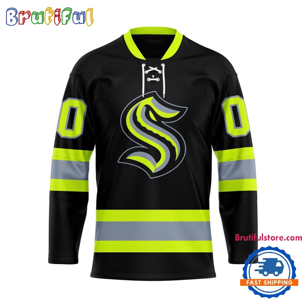 NHL Seattle Kraken Honoring Firefighters Lace Hockey Jersey