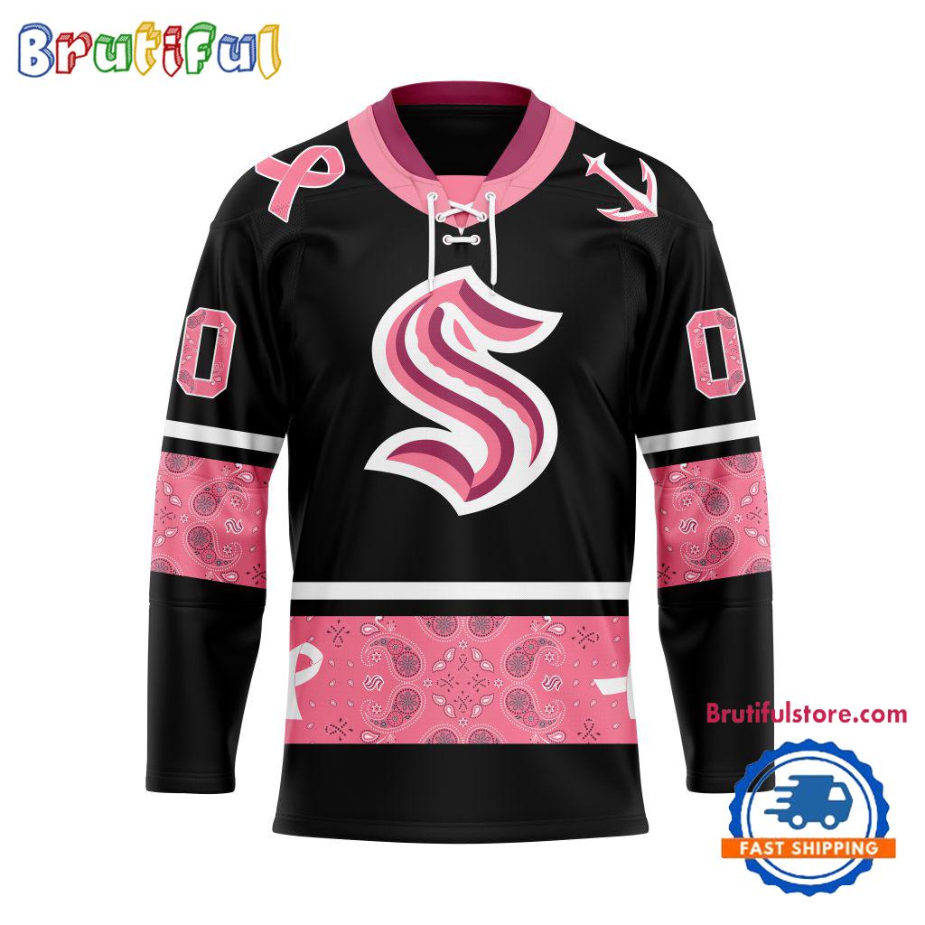 NHL Seattle Kraken In October We Wear Pink Breast Cancer Design Hockey Jersey