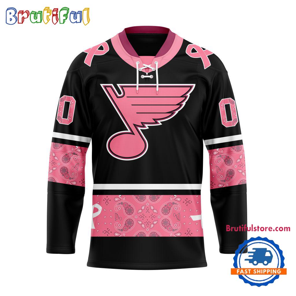 NHL St. Louis Blues In October We Wear Pink Breast Cancer Design Hockey Jersey