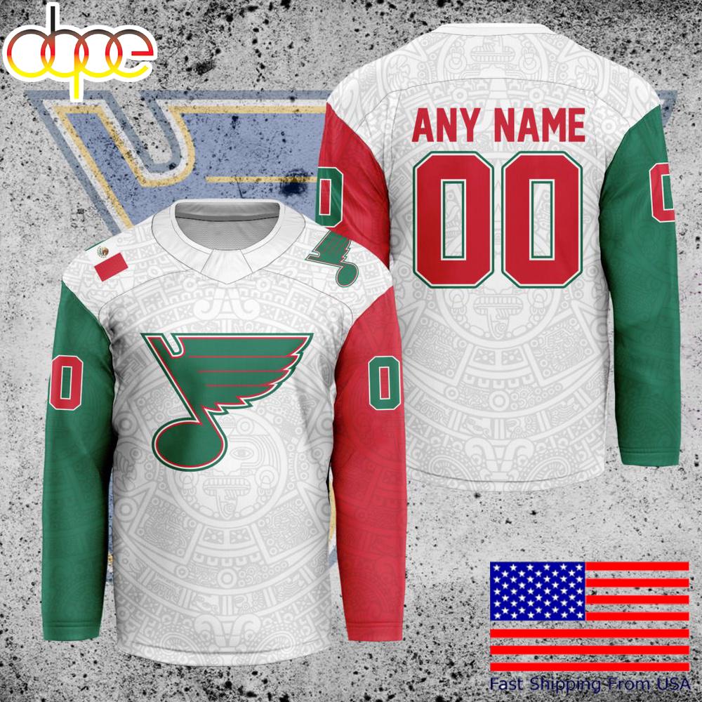 NHL St. Louis Blues Mexican Heritage Custom Hockey Jersey