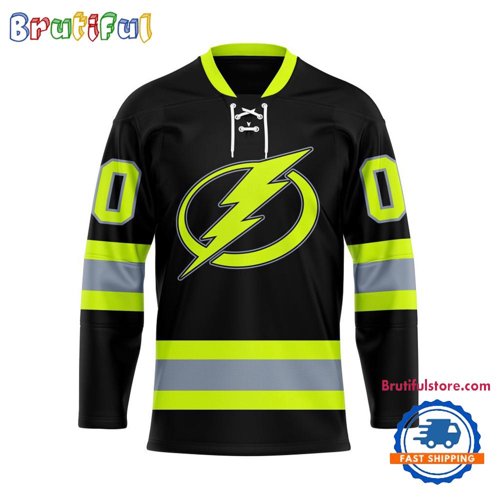 NHL Tampa Bay Lightning Honoring Firefighters Lace Hockey Jersey