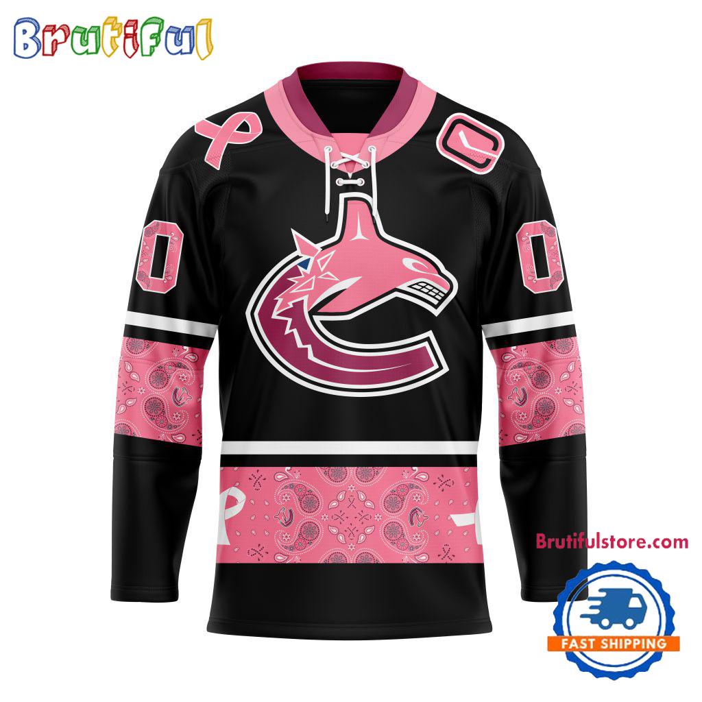 NHL Vancouver Canucks In October We Wear Pink Breast Cancer Design Hockey Jersey