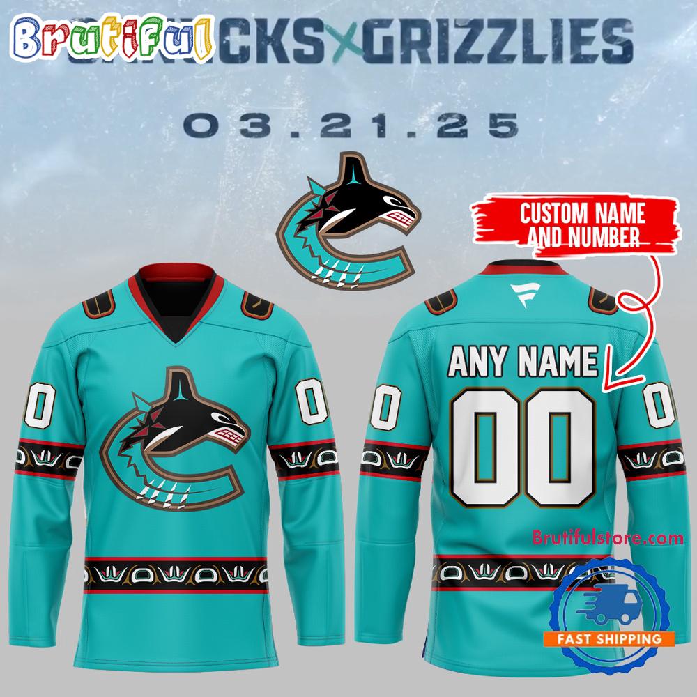 NHL Vancouver Canucks x Grizzlies 2025 Hockey Jersey