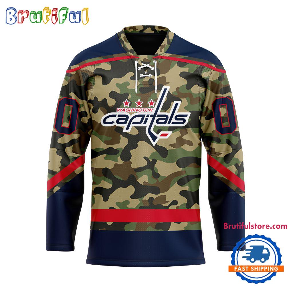 NHL Washington Capitals Camo Veterans Custom Hockey Jersey