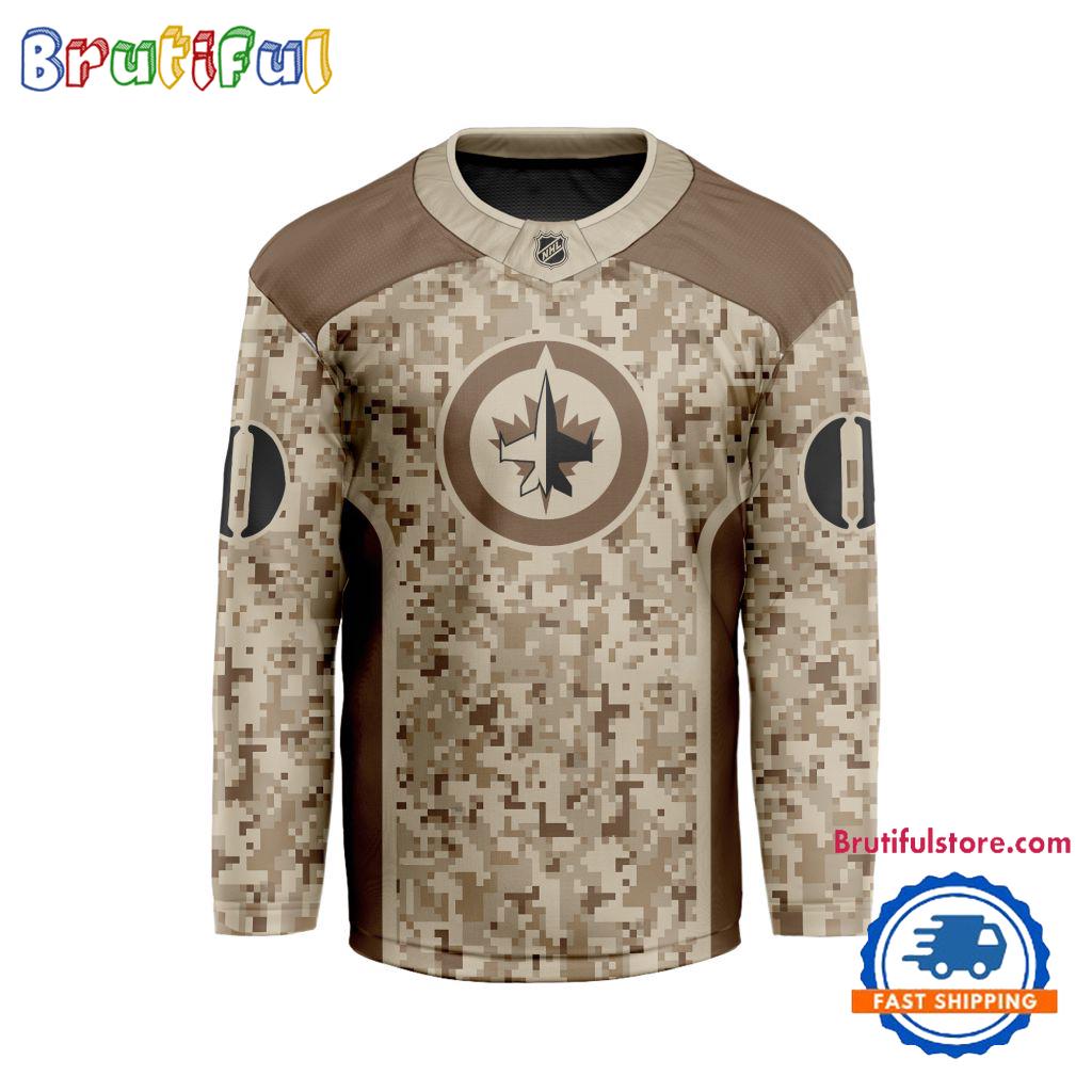 NHL Winnipeg Jets Special Veterans Military Desert Camouflage Design Hockey Jersey