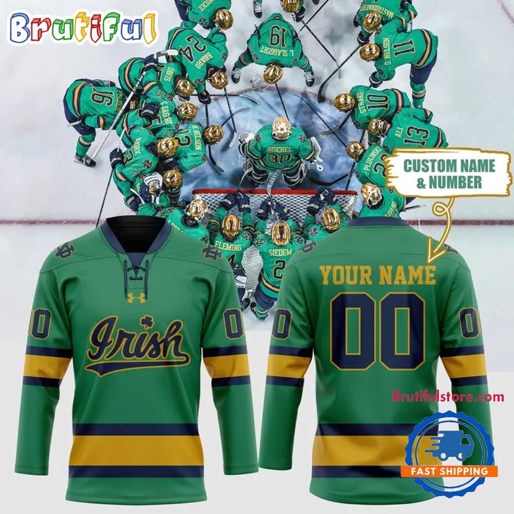 Notre Dame Special 2025 Green New Design Hockey Jersey