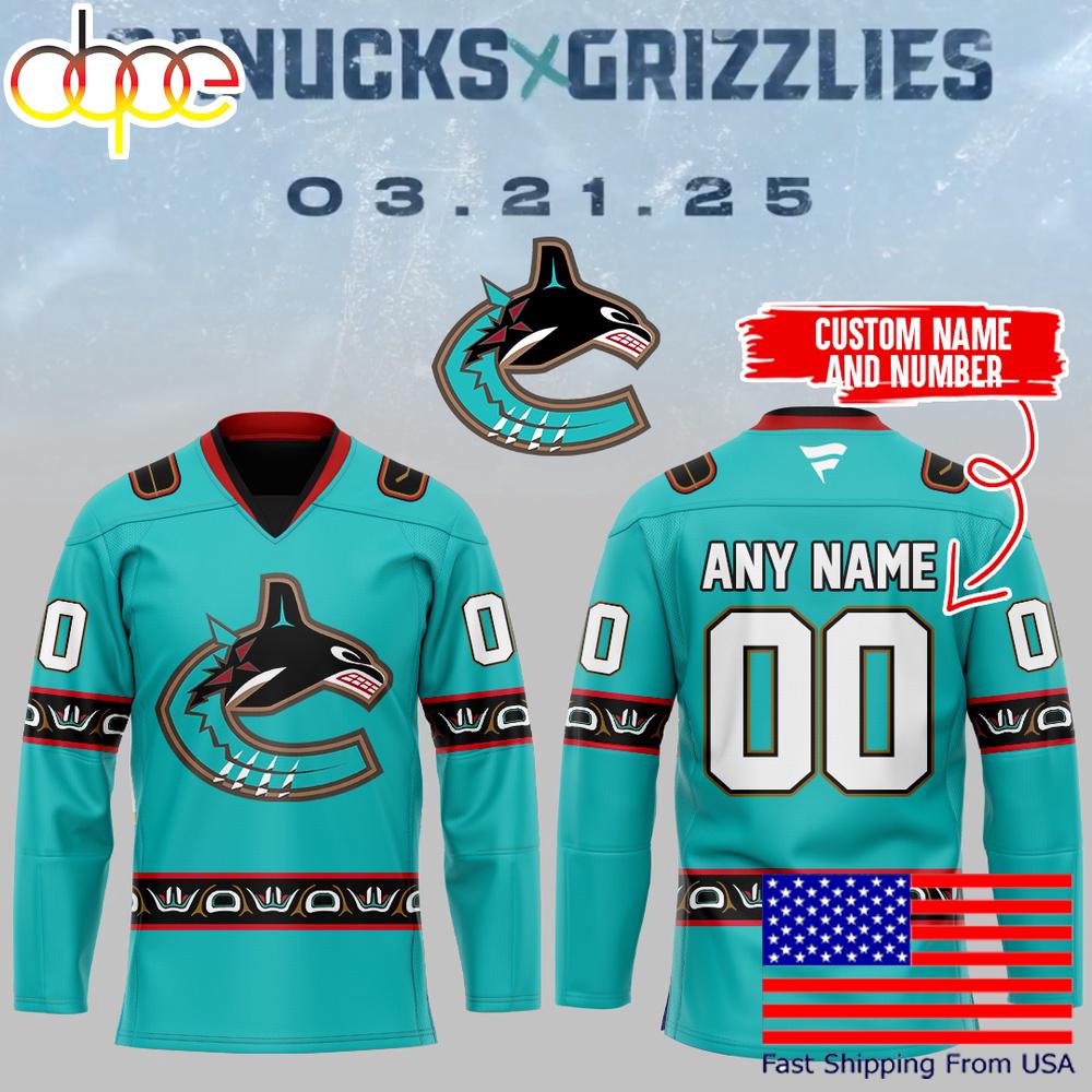 Vancouver Canucks x Grizzlies 2025 Custom Hockey Jersey