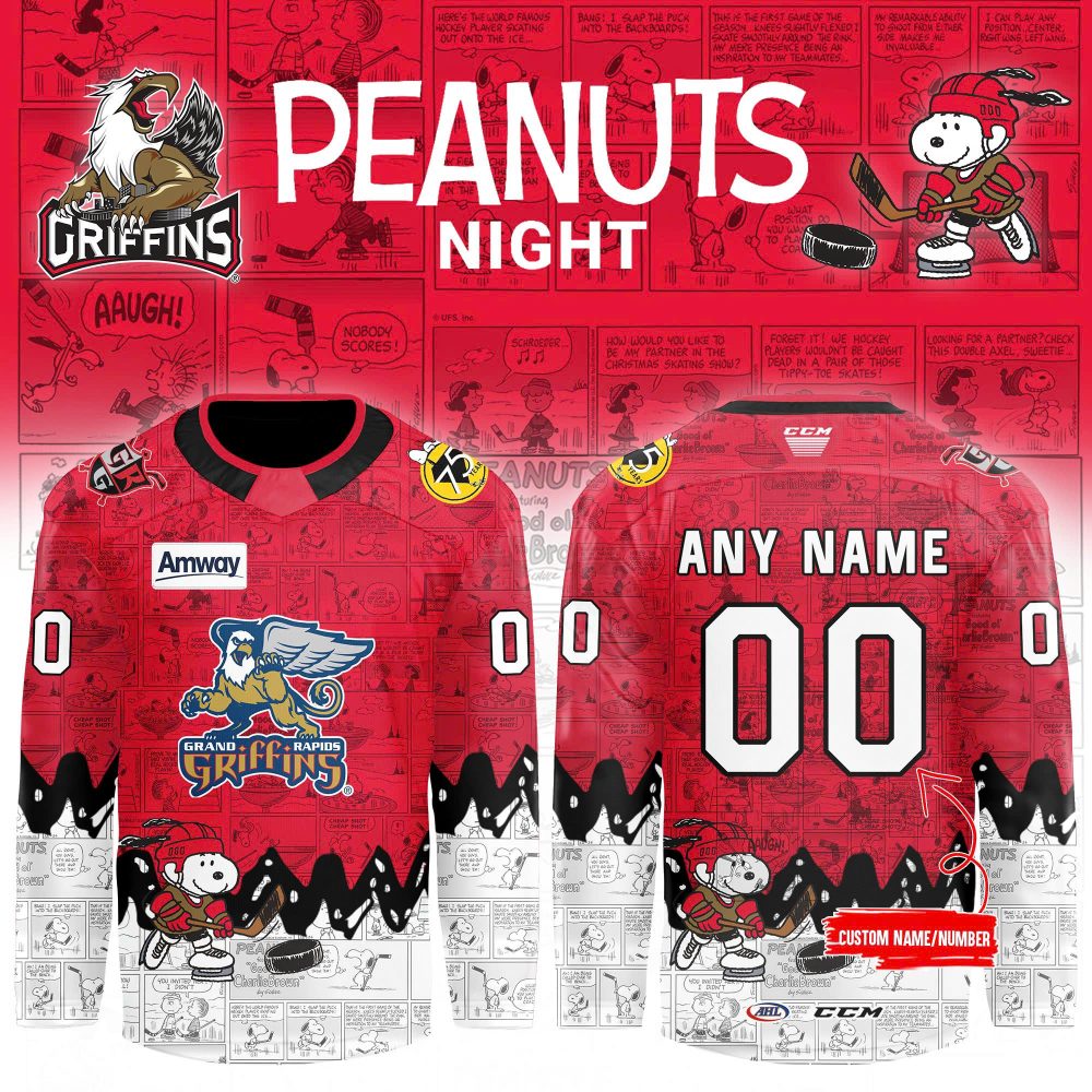 Grand Rapids Griffins 75Th Anniversary Of Peanuts Jersey